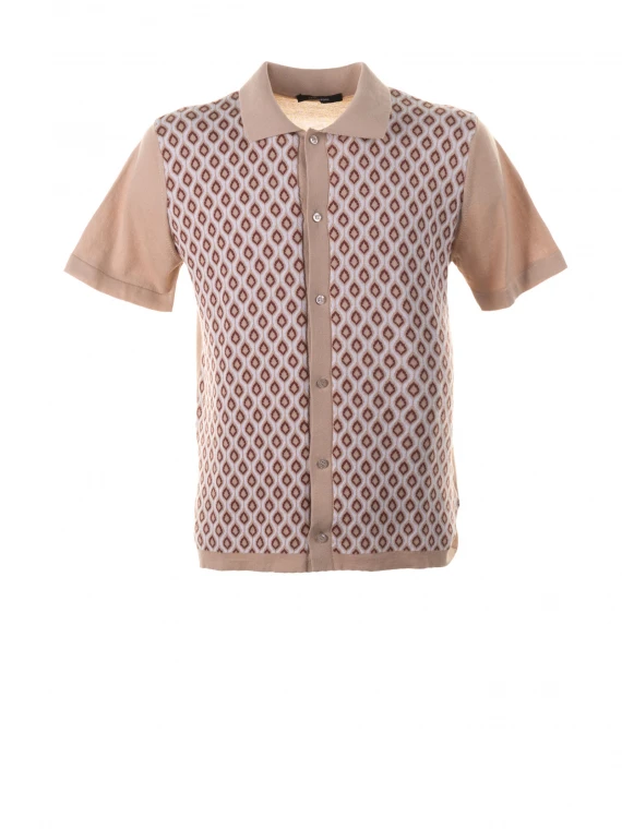 Patterned short-sleeved polo shirt with buttons