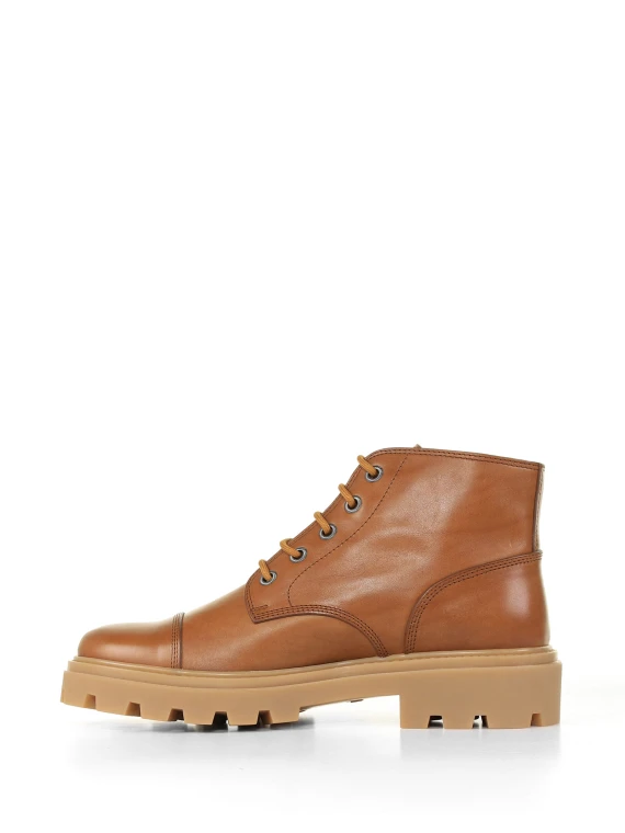 Stivaletti allacciati in pelle marrone brandy Tod's