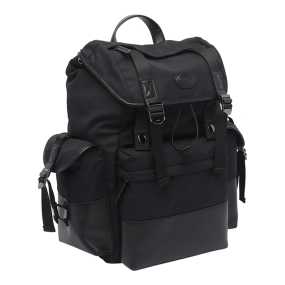 Backpack in Fabric and Medium Leather