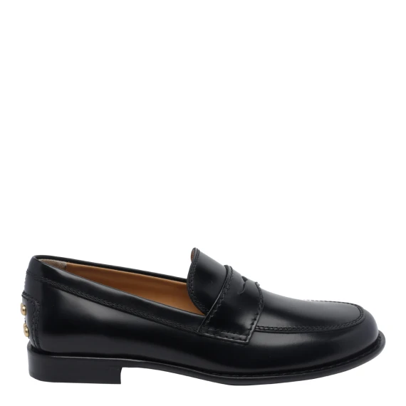 Black Metal Dots Loafers Flat Shoes