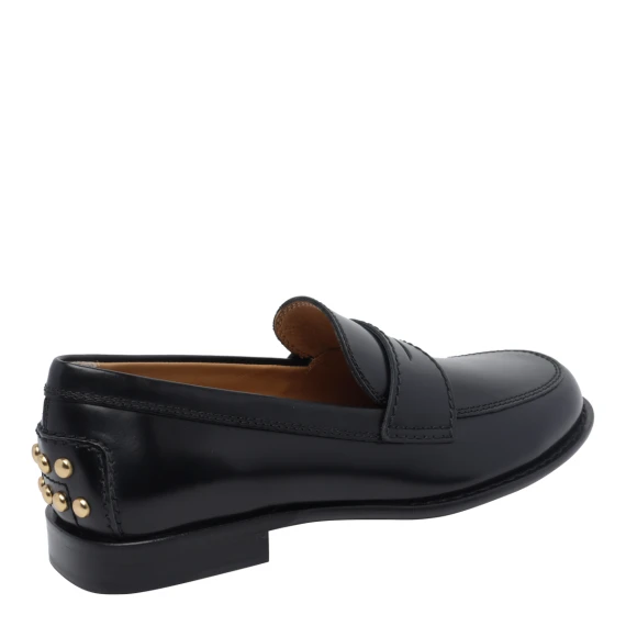 Black Metal Dots Loafers Flat Shoes
