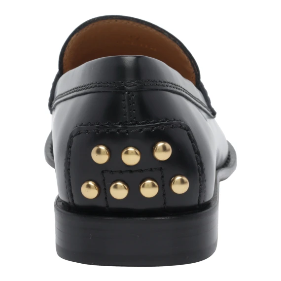 Black Metal Dots Loafers Flat Shoes