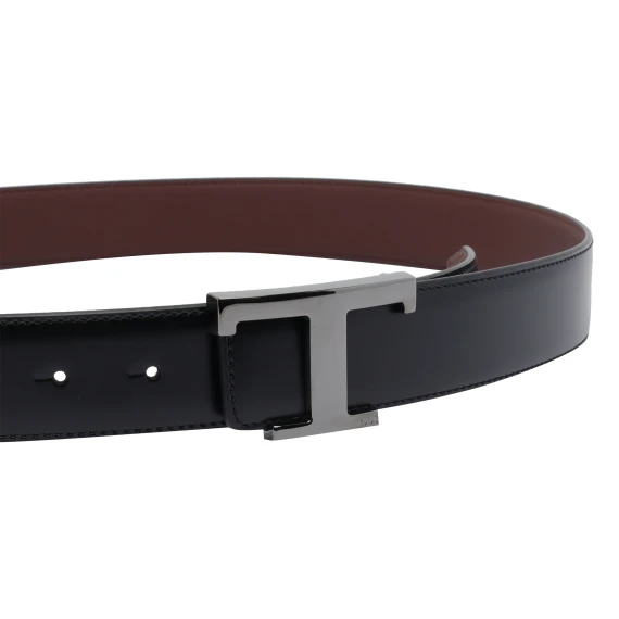 Black and Bordeaux Reversible T Timeless Belt