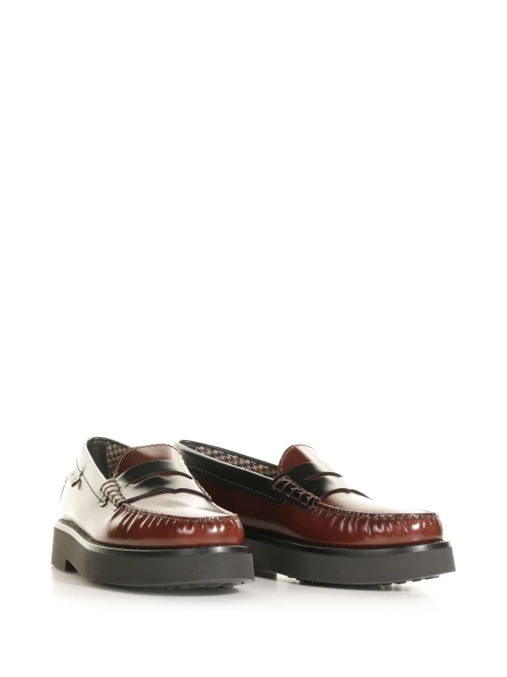 Brown leather penny loafer Tod's