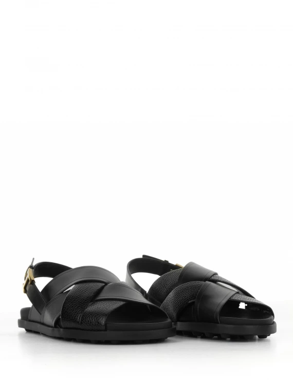 Black leather slingback sandal