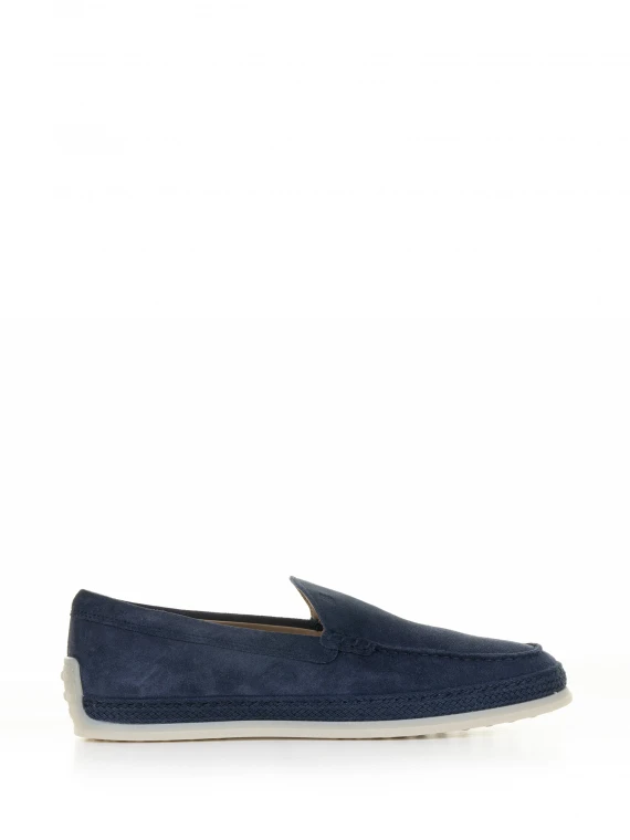 Slip-on moccasin in blue nubuck