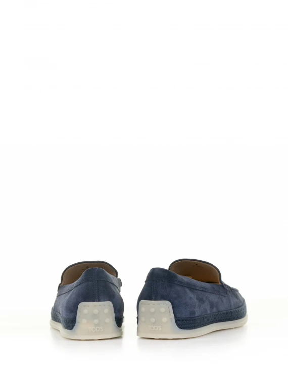 Mocassino slip-on in nabuk blu