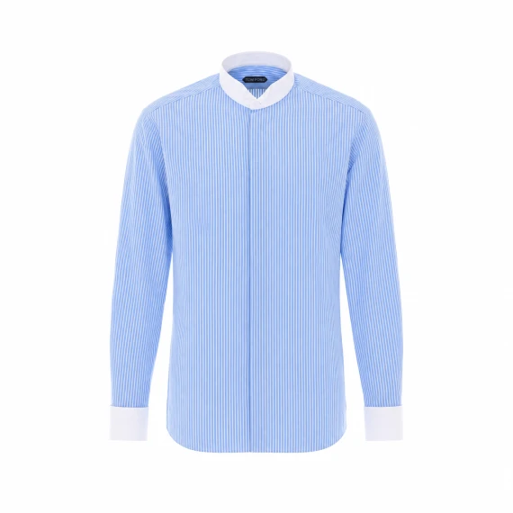Camicia azzurra a righe sottili
