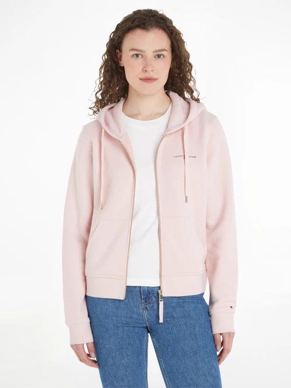 Pink sweatshirt with zip and hood