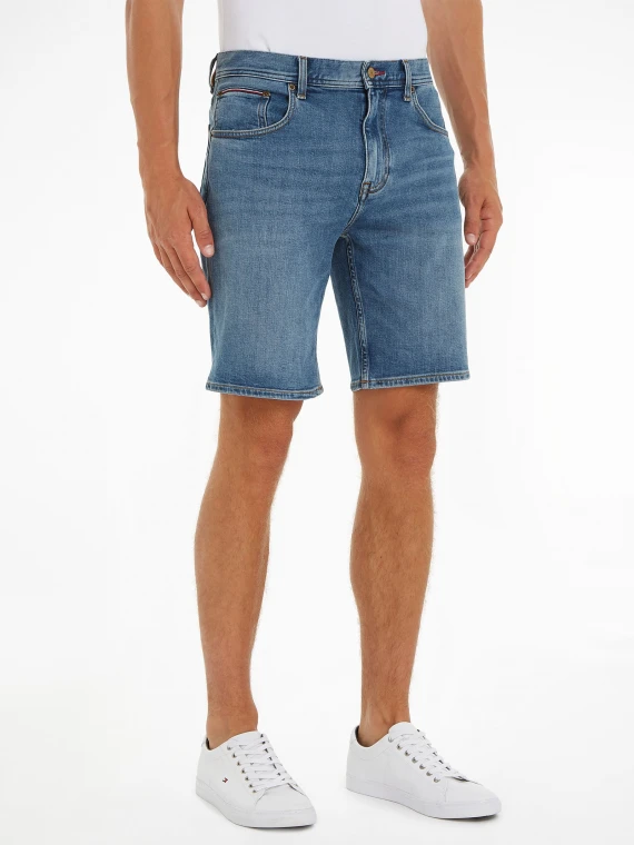 Bermuda shorts in faded denim