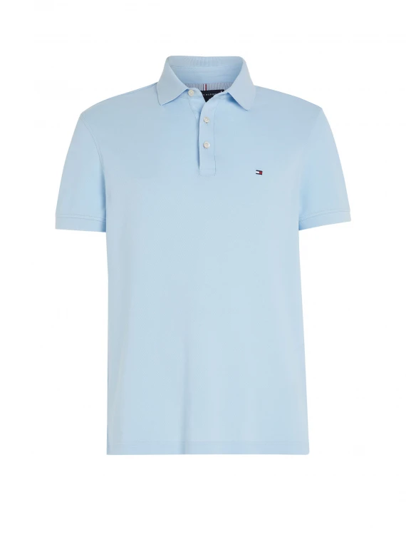 Light blue short-sleeved polo shirt with logo