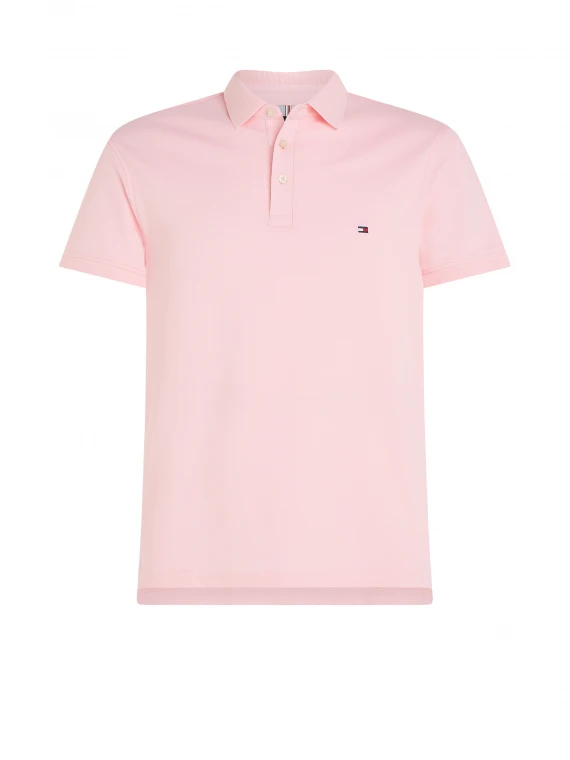 Pink short-sleeved polo shirt with logo