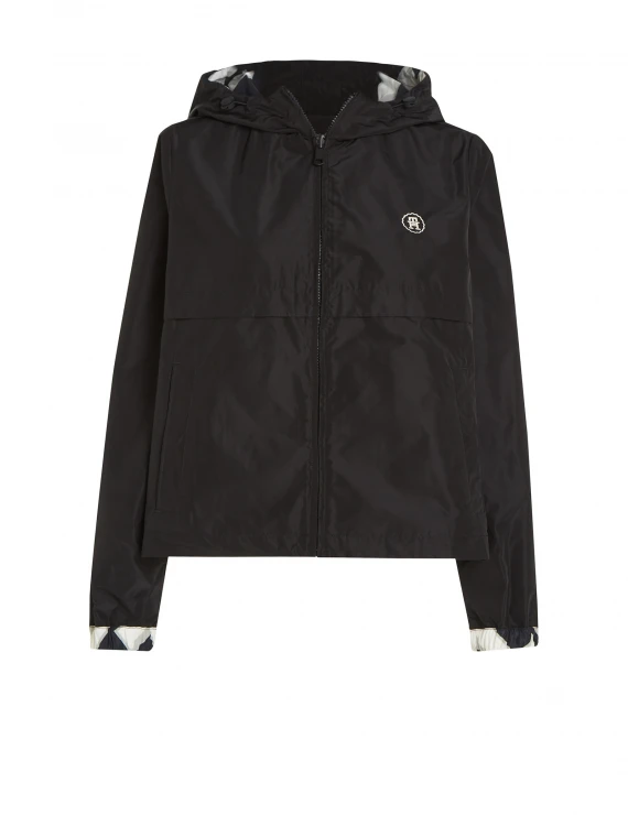 Reversible jacket with hood