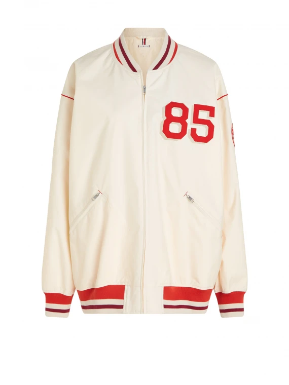 Oversized baseball jacket with crest