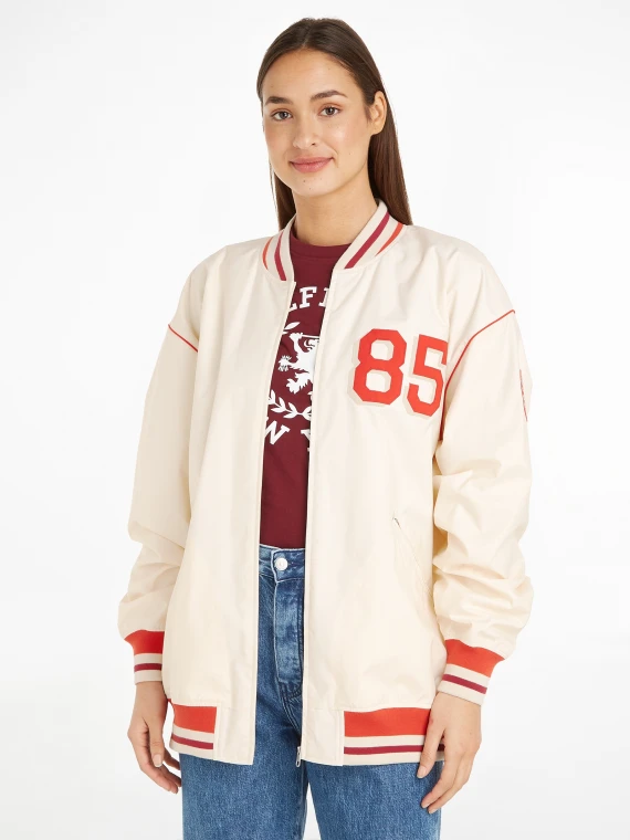 Oversized baseball jacket with crest