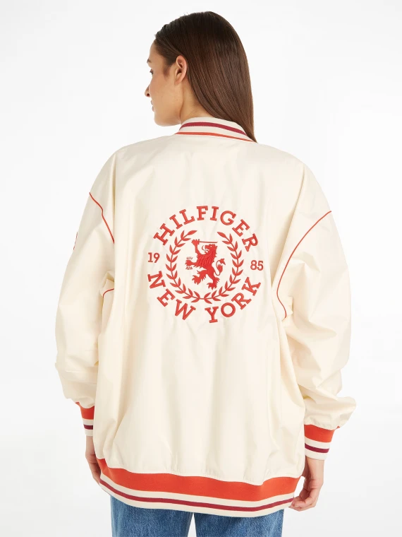 Oversized baseball jacket with crest