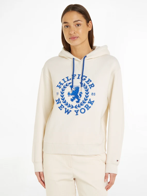 Regular fit sweatshirt with hood and TH emblem