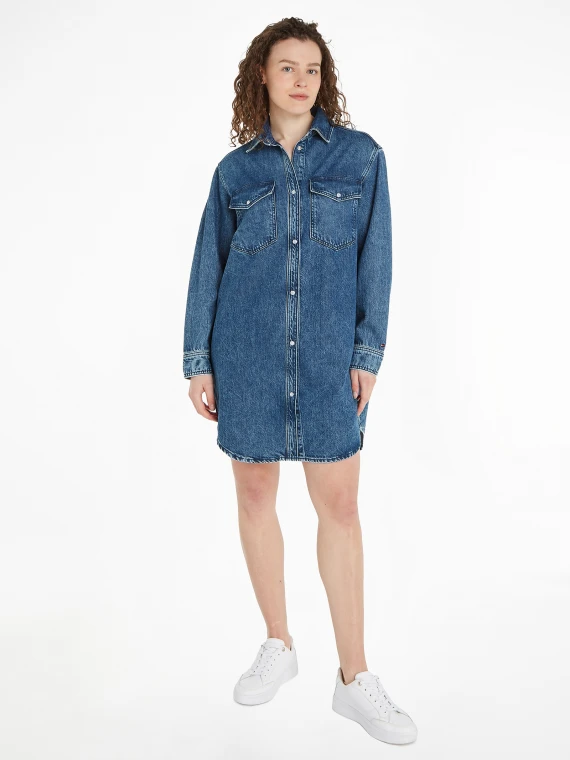 Long denim shirt dress