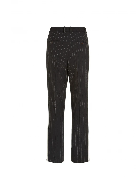 Relaxed fit straight pinstriped trousers