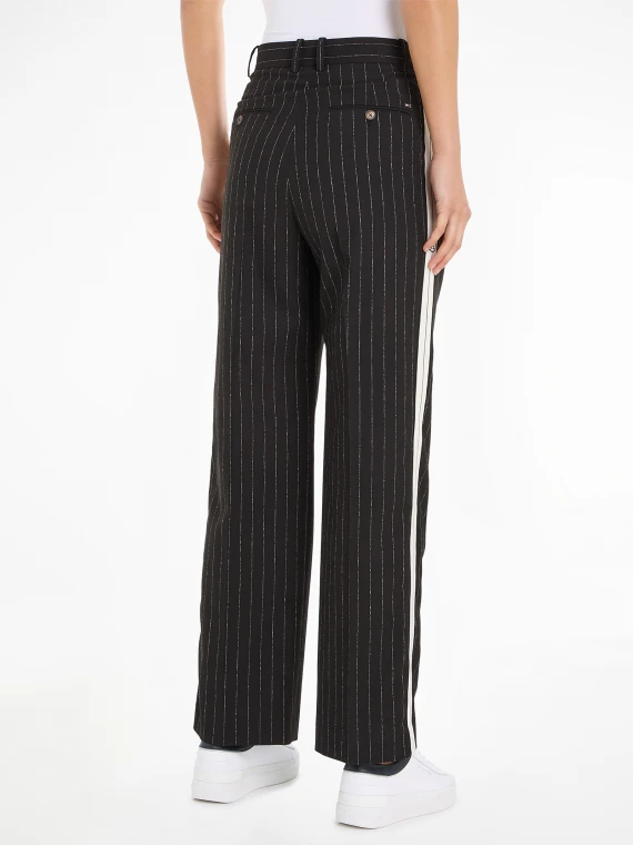 Relaxed fit straight pinstriped trousers