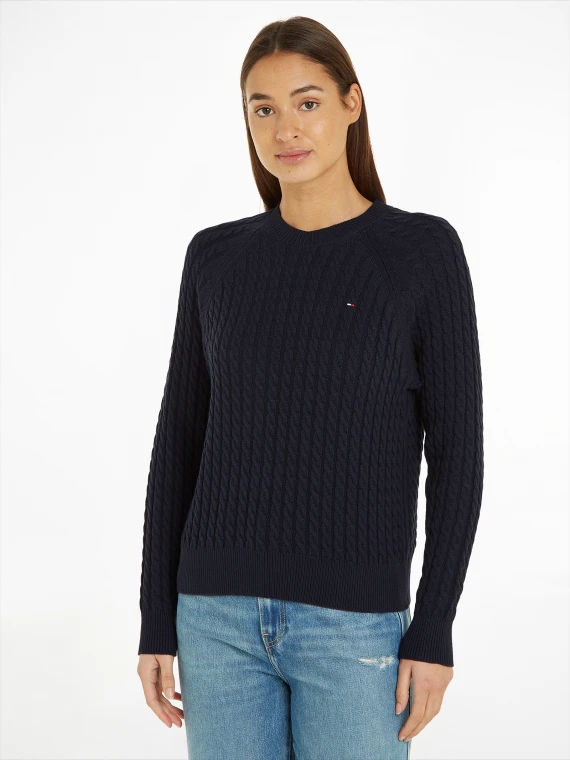 Pullover relaxed fit blu in maglia intrecciata