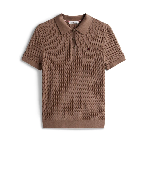 Chocolate-coloured woven polo.