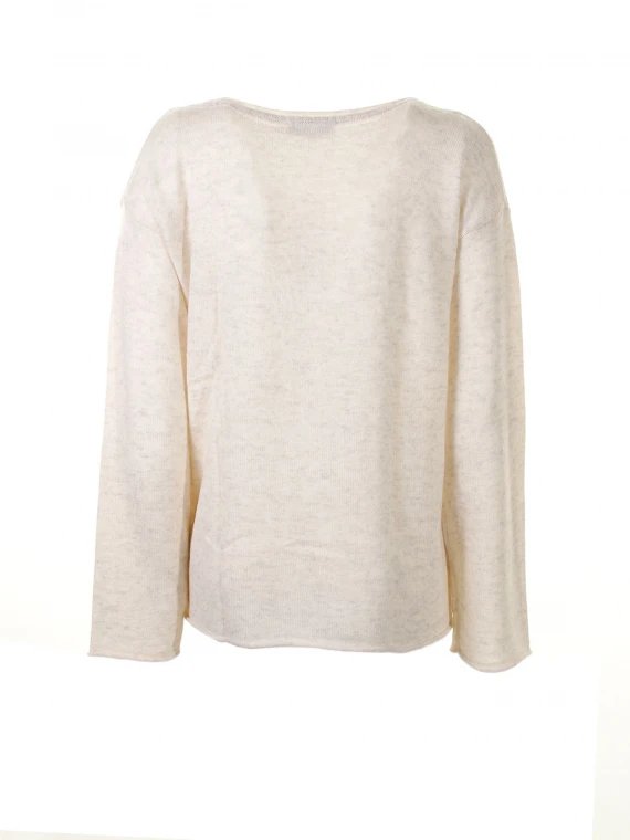 Relaxed fit pullover with boat neckline