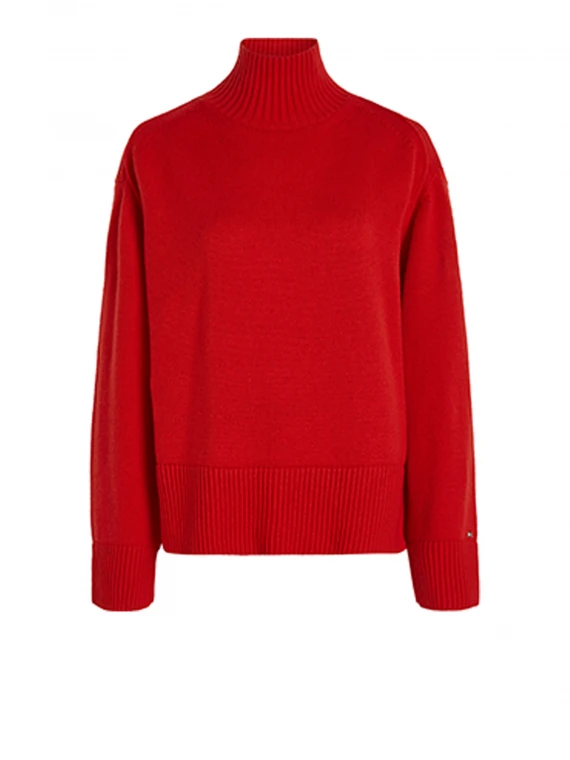 Relaxed fit pullover with mock neck