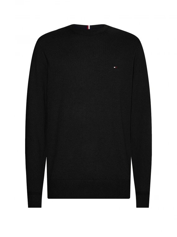 Black crew-neck sweater with mini logo