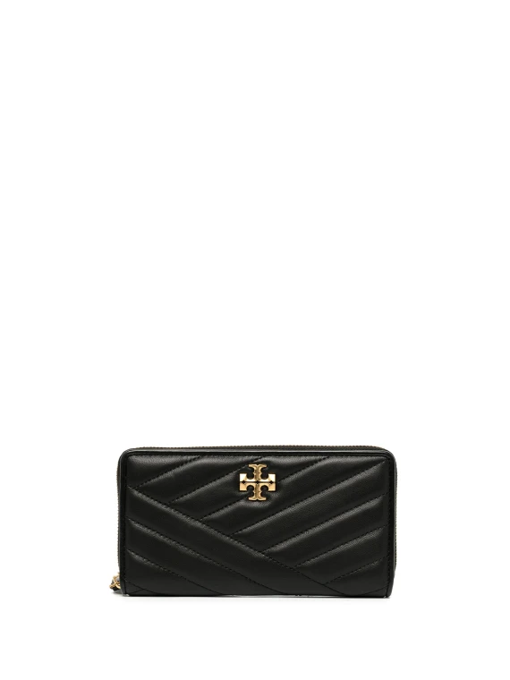 Portafoglio Kira Zip Continental nero in pelle - Taglia UNI - Tory Burch