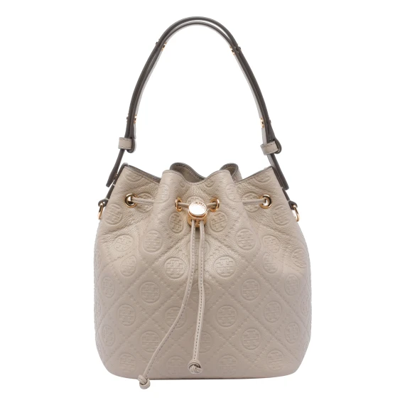 T MONOGRAM PEBBLE BUCKET BAG