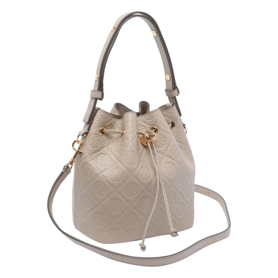 T MONOGRAM PEBBLE BUCKET BAG