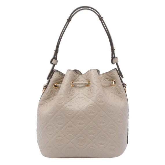 T MONOGRAM PEBBLE BUCKET BAG