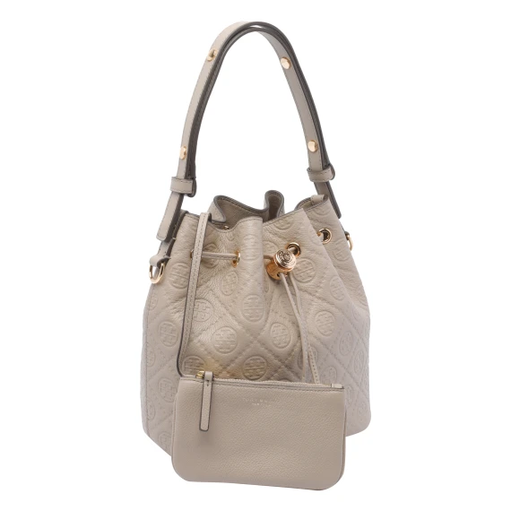 T MONOGRAM PEBBLE BUCKET BAG