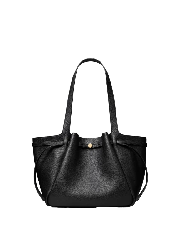 Romy black leather shopping bag