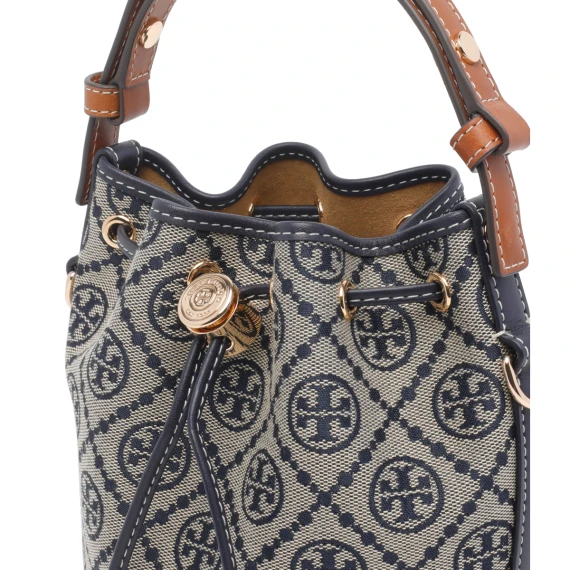 Blue Mini T Monogram Bucket Bag Tory Burch