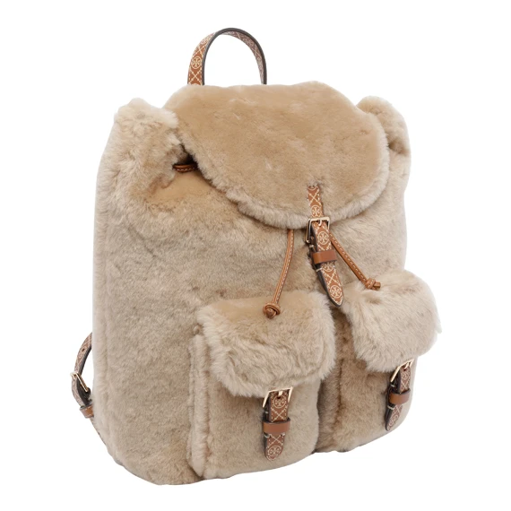 Borsa T Monogram Shearling Backback Tory Burch