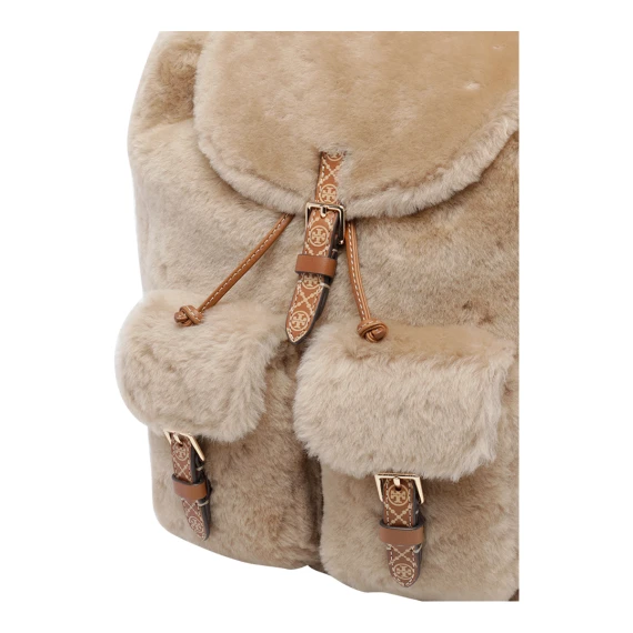 Borsa T Monogram Shearling Backback Tory Burch