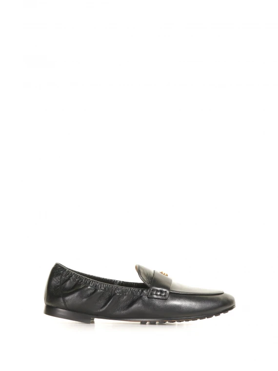 Leather loafer with logo