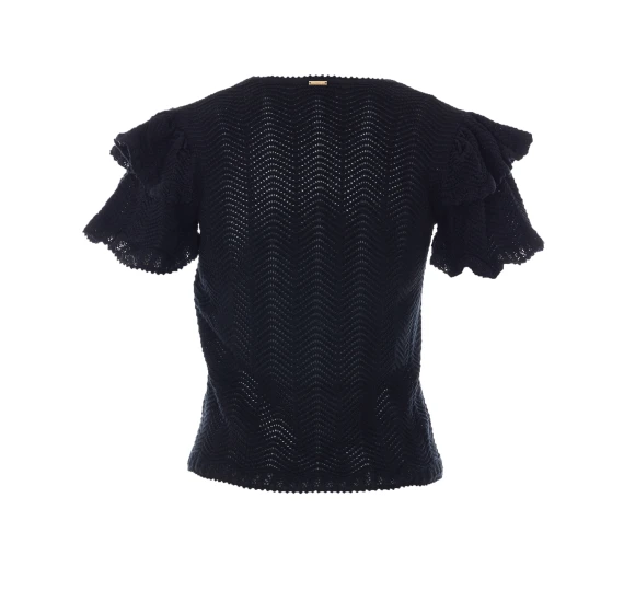 T-shirt nera lavorata a maglia Twin-set