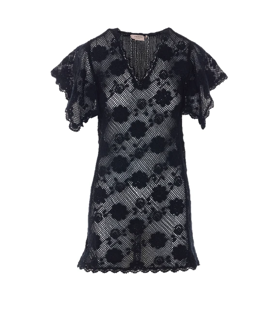 Abito corto nero in maglia