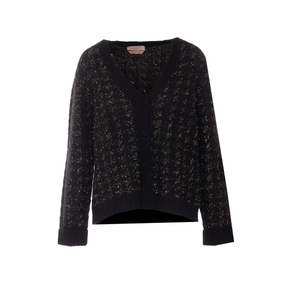 Cardigan nero con paillettes Twin-set