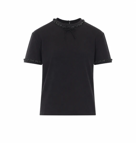 T-shirt nera con fiocco Twin-set