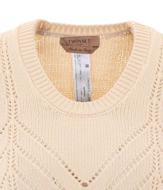 Maglione corto panna Twin-set