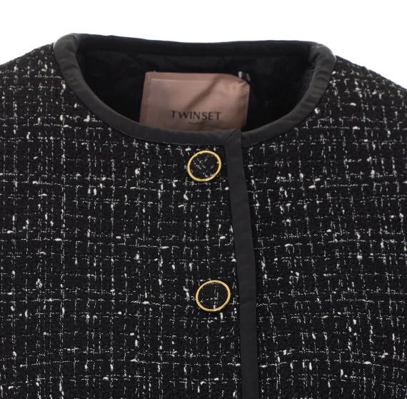 Giacca corta in tweed nero Twin-set
