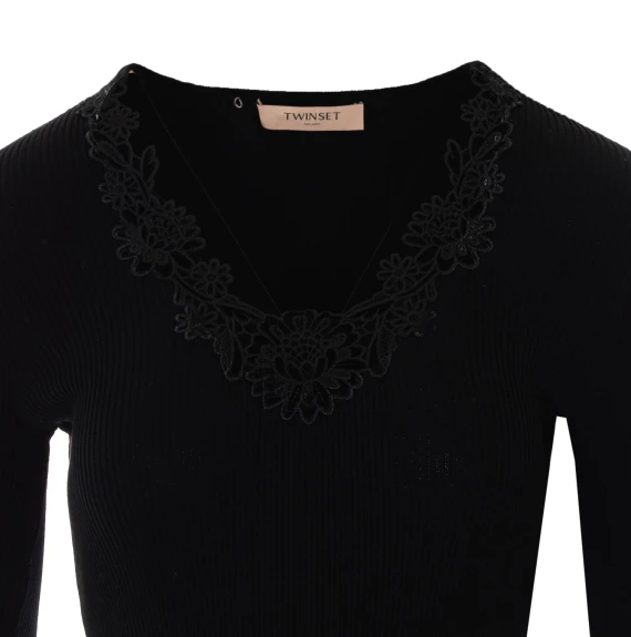 Black long-sleeved body top Twin-set