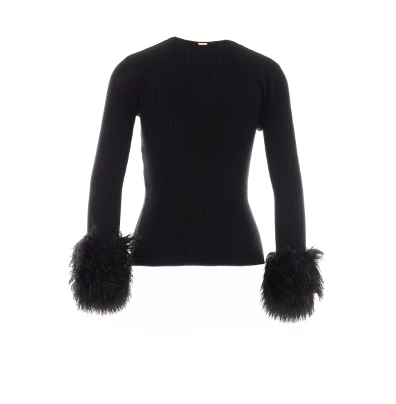 Maglione nero con scollo a V Twin-set