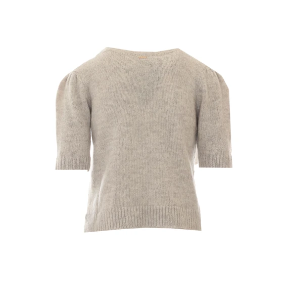 Maglione a maniche corte in beige con rombi Twin-set
