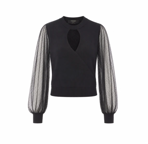 Top nero a maniche lunghe Twin-set