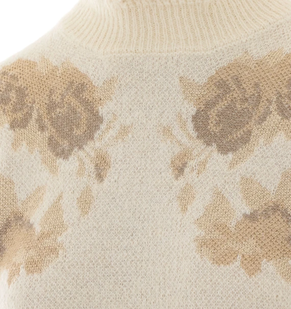Ivory high-neck sweater with embroidery Twin-set
